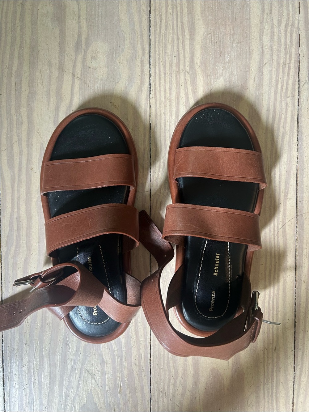 Proenza Schouler Brown Double-Strap Platform Sandals
